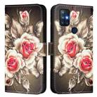 For OnePlus Nord N10 5G Colored Drawing Pattern Plain Weave Leather Phone Case(Roses On Black) - 2