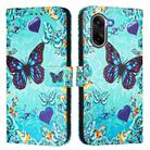 For OnePlus Ace 5 Racing Colored Drawing Pattern Plain Weave Leather Phone Case(Caring Butterfly) - 2