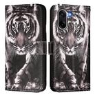 For OnePlus Ace 5 Racing Colored Drawing Pattern Plain Weave Leather Phone Case(Black And White Tiger) - 2