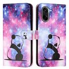 For OnePlus Ace 5 Racing Colored Drawing Pattern Plain Weave Leather Phone Case(Baby Panda) - 2