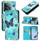 For Realme GT 6T 5G Global Colored Drawing Pattern Plain Weave Leather Phone Case(Caring Butterfly) - 1