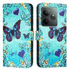 For Realme GT 6T 5G Global Colored Drawing Pattern Plain Weave Leather Phone Case(Caring Butterfly) - 2