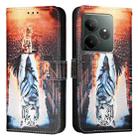 For Realme GT 6T 5G Global Colored Drawing Pattern Plain Weave Leather Phone Case(Cats And Tigers) - 2