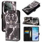 For Realme GT 6T 5G Global Colored Drawing Pattern Plain Weave Leather Phone Case(Black And White Tiger) - 1