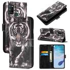 For Realme C17 / 7i Colored Drawing Pattern Plain Weave Leather Phone Case(Black And White Tiger) - 1