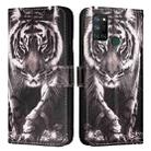 For Realme C17 / 7i Colored Drawing Pattern Plain Weave Leather Phone Case(Black And White Tiger) - 2