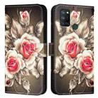 For Realme C17 / 7i Colored Drawing Pattern Plain Weave Leather Phone Case(Roses On Black) - 2