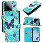 For Realme GT7 Pro Colored Drawing Pattern Plain Weave Leather Phone Case(Caring Butterfly) - 1