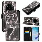 For Realme 14 Pro 5G Colored Drawing Pattern Plain Weave Leather Phone Case(Black And White Tiger) - 1