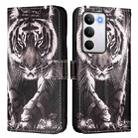 For Realme C71 4G Global Colored Drawing Pattern Plain Weave Leather Phone Case(Black And White Tiger) - 2