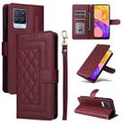 For Realme 8 4G / 8 Pro Diamond Lattice Leather Flip Phone Case(Wine Red) - 1