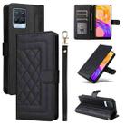 For Realme 8 4G / 8 Pro Diamond Lattice Leather Flip Phone Case(Black) - 1