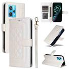 For Realme 9 Pro+ Diamond Lattice Leather Flip Phone Case(White) - 1