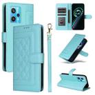 For Realme 9 Pro+ Diamond Lattice Leather Flip Phone Case(Mint Green) - 1