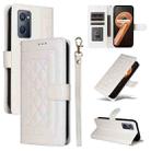 For Realme 9i / OPPO A36 / A96 Diamond Lattice Leather Flip Phone Case(White) - 1