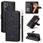 For Realme 9i / OPPO A36 / A96 Diamond Lattice Leather Flip Phone Case(Black) - 1