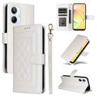 For Realme 10 4G Diamond Lattice Leather Flip Phone Case(White) - 1