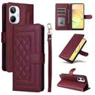 For Realme 10 4G Diamond Lattice Leather Flip Phone Case(Wine Red) - 1