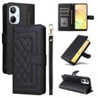 For Realme 10 4G Diamond Lattice Leather Flip Phone Case(Black) - 1