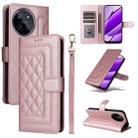 For Realme 11 4G Diamond Lattice Leather Flip Phone Case(Rose Gold) - 1