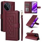 For Realme 11 4G Diamond Lattice Leather Flip Phone Case(Wine Red) - 1