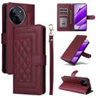 For Realme 11 5G Diamond Lattice Leather Flip Phone Case(Wine Red) - 1