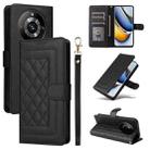 For Realme 11 Pro+ Diamond Lattice Leather Flip Phone Case(Black) - 1