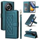 For Realme 11 Pro+ Diamond Lattice Leather Flip Phone Case(Green) - 1