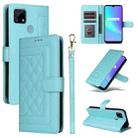 For Realme C15 / C25 / 7i Diamond Lattice Leather Flip Phone Case(Mint Green) - 1