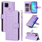 For Realme C15 / C25 / 7i Diamond Lattice Leather Flip Phone Case(Light Purple) - 1