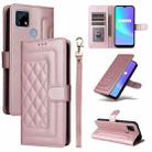 For Realme C15 / C25 / 7i Diamond Lattice Leather Flip Phone Case(Rose Gold) - 1