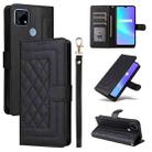 For Realme C15 / C25 / 7i Diamond Lattice Leather Flip Phone Case(Black) - 1