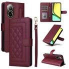 For Realme C67 4G Diamond Lattice Leather Flip Phone Case(Wine Red) - 1