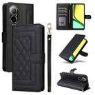 For Realme C67 4G Diamond Lattice Leather Flip Phone Case(Black) - 1