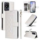 For vivo Y02 Diamond Lattice Leather Flip Phone Case(White) - 1