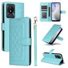 For vivo Y02 Diamond Lattice Leather Flip Phone Case(Mint Green) - 1