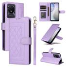 For vivo Y02 Diamond Lattice Leather Flip Phone Case(Light Purple) - 1