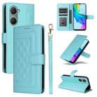 For vivo Y03 Diamond Lattice Leather Flip Phone Case(Mint Green) - 1