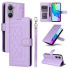 For vivo Y03 Diamond Lattice Leather Flip Phone Case(Light Purple) - 1