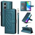 For vivo Y03 Diamond Lattice Leather Flip Phone Case(Green) - 1