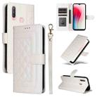 For vivo Y3 / Y17 Diamond Lattice Leather Flip Phone Case(White) - 1