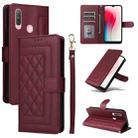 For vivo Y3 / Y17 Diamond Lattice Leather Flip Phone Case(Wine Red) - 1