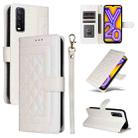 For vivo Y20 / Y20i Diamond Lattice Leather Flip Phone Case(White) - 1