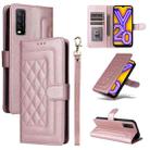 For vivo Y20 / Y20i Diamond Lattice Leather Flip Phone Case(Rose Gold) - 1