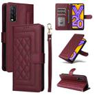 For vivo Y20 / Y20i Diamond Lattice Leather Flip Phone Case(Wine Red) - 1