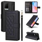 For vivo Y21 / Y33s Diamond Lattice Leather Flip Phone Case(Black) - 1