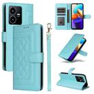 For vivo Y22s / Y35 Diamond Lattice Leather Flip Phone Case(Mint Green) - 1