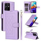 For vivo Y22s / Y35 Diamond Lattice Leather Flip Phone Case(Light Purple) - 1