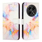 For OPPO A2 Pro 5G / A3 Pro 5G PT003 Marble Pattern Flip Leather Phone Case(Galaxy Marble White) - 1