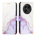 For OPPO A2 Pro 5G / A3 Pro 5G PT003 Marble Pattern Flip Leather Phone Case(White Purple) - 1